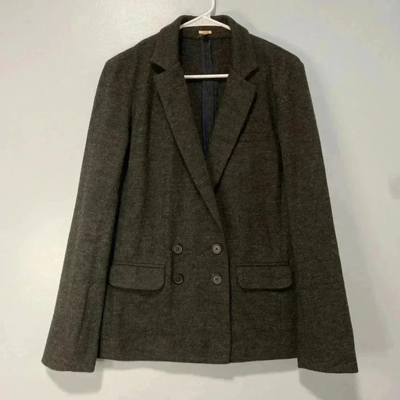 J. Crew Women's Preppy Double Breasted 100% Wool Blazer Pockets Charcoal Size 6 - Picture 1 of 11